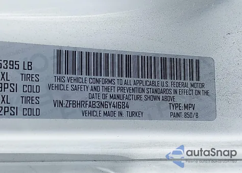 2022 Ram Promaster City Cargo Van z USA, uszkodzony, nr VIN ZFBHRFAB3N6Y41684